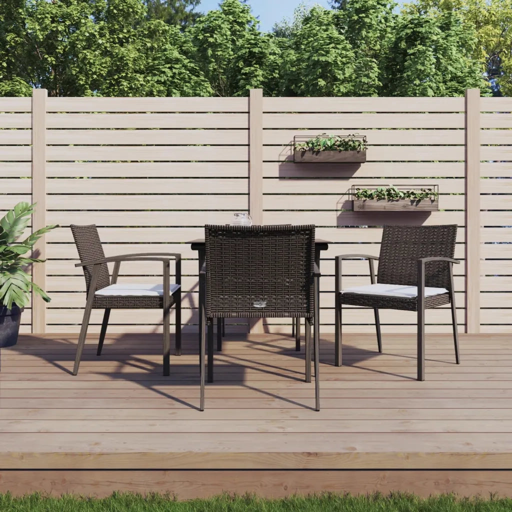 Set Pranzo da Giardino 5pz con Cuscini in Polyrattan e Acciaiocod mxl 76619