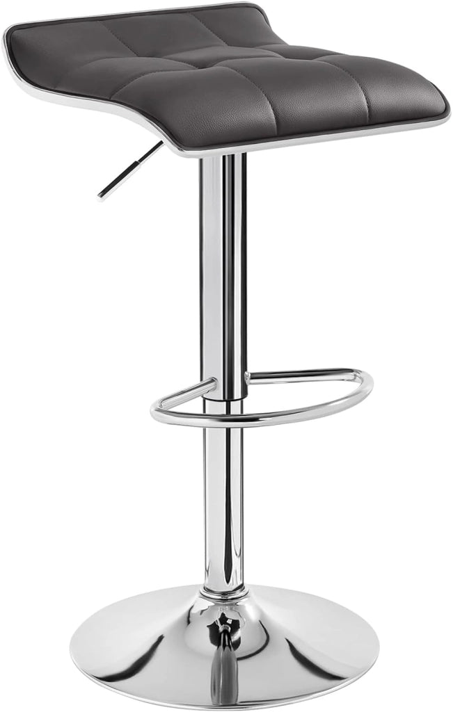 Sgabelli da Cucina Set di 2, Sgabelli da Bar, Altezza Regolabile, Girevoli a 360°, PU, Struttura in Metallo, Soggiorno, Bar, Caffè, Grigio