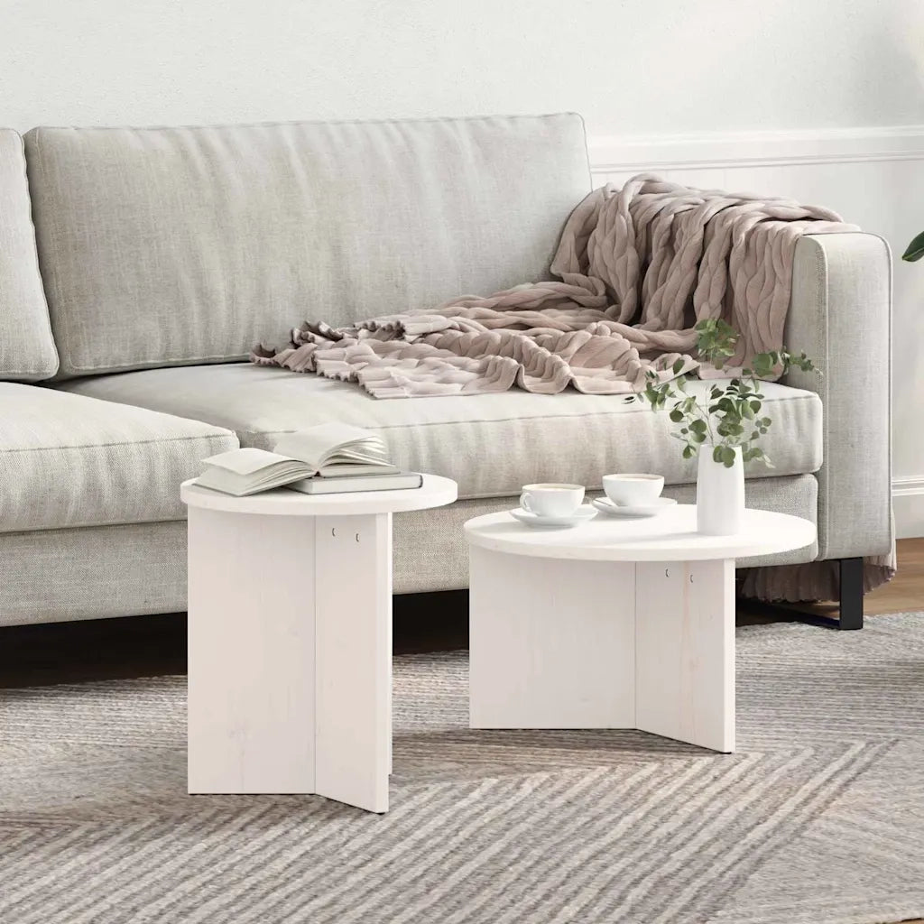 vidaXL Tavolino da salotto 2 pcs Bianco 49 x 49 x 28 cm