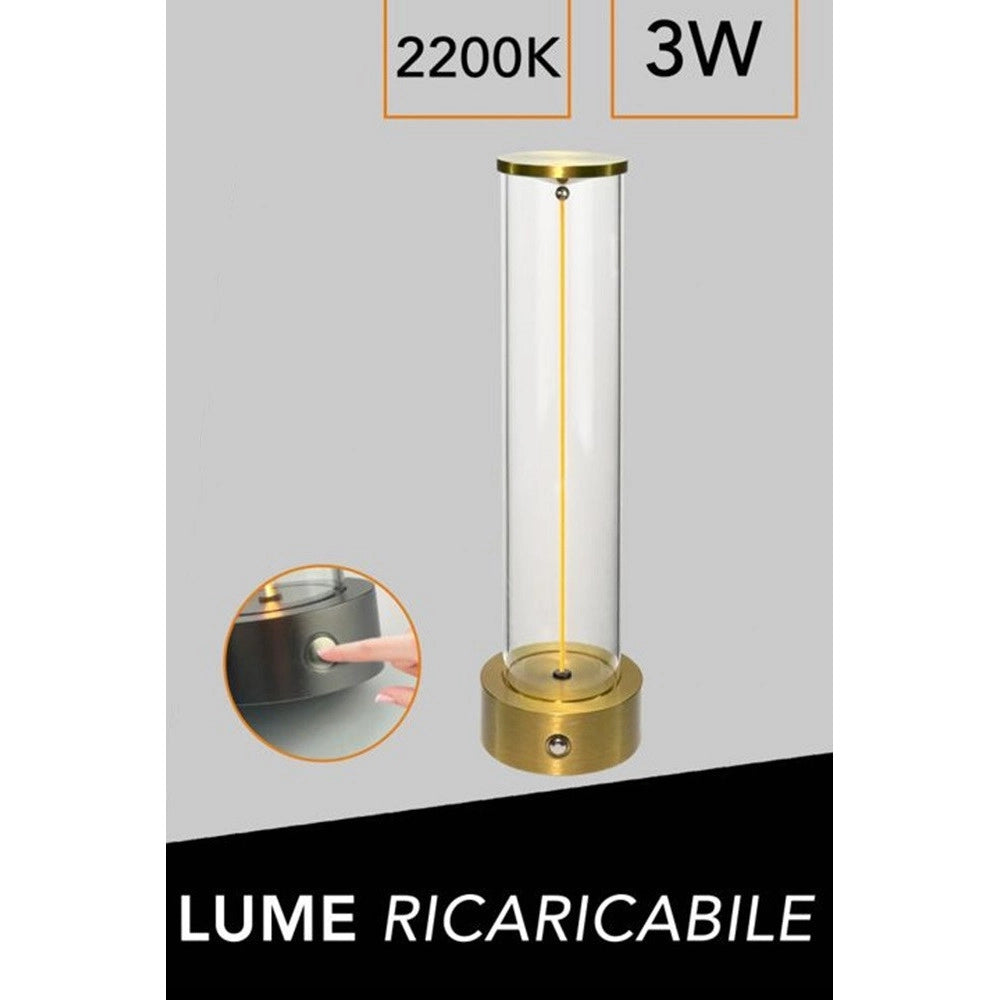 Trade Shop - Lampada Da Tavolo Scrivania Led 3w Filamento Flessibile Magnetico Lume Ricaricabile D39 - Oro