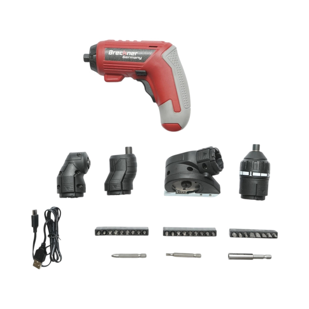 Avvitatore elettrico multifunzione 4 in 1 con batteria agli ioni di litio da 4,2 V, 1,5 Ah, LED, coppia di serraggio 6 Nm, punta da 1/4 di pollice, 33 pezzi Breckner Germany