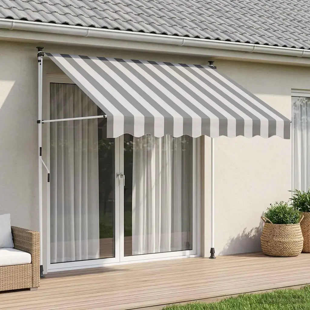 Tenda retrattile manuale Antracite e Bianco 300 cm 42037027