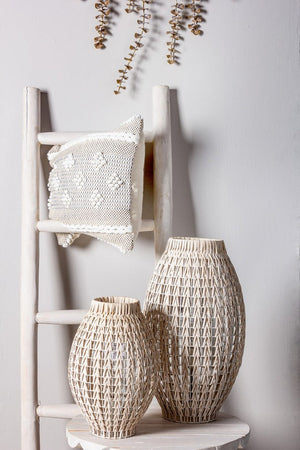 Scala Decorativa 48x6x150 cm in Teak Sahel Bianca