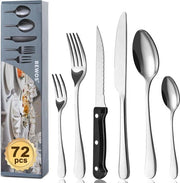 Set di posate da 72 pezzi per 12 persone - Posate in acciaio inossidabile premium per casa e cucina