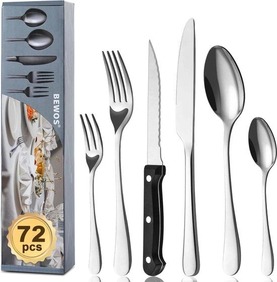 Set di posate da 72 pezzi per 12 persone - Posate in acciaio inossidabile premium per casa e cucina