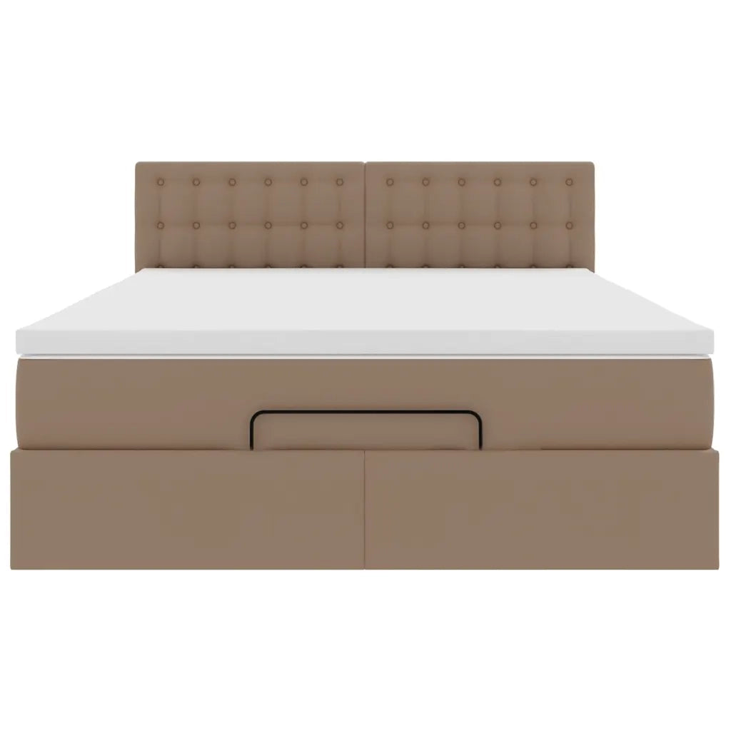 Pouf Letto con Materassi e LED Cappuccino 140x200cm Similpelle