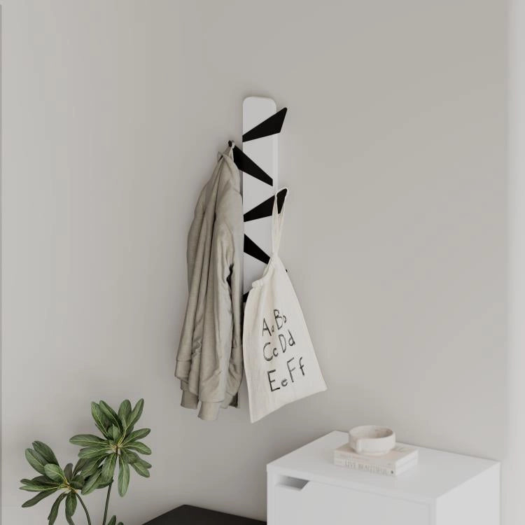 Appendiabiti da Parete con 6 Ganci Salvaspazio Verticale 74 cm Moderno Bianco