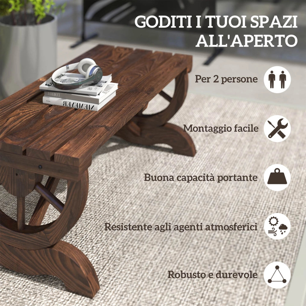 Panchina da Giardino 2 Posti Legno Abete ¨C zephmum ¨C 98x50x39.5 cm Marrone
