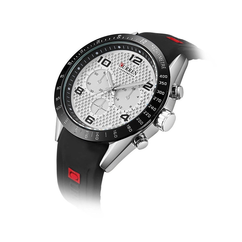 Trade Shop - Orologio Polso Curren 8167 Uomo Analogico Quarzo Moderno Nero Quad. Bianco -