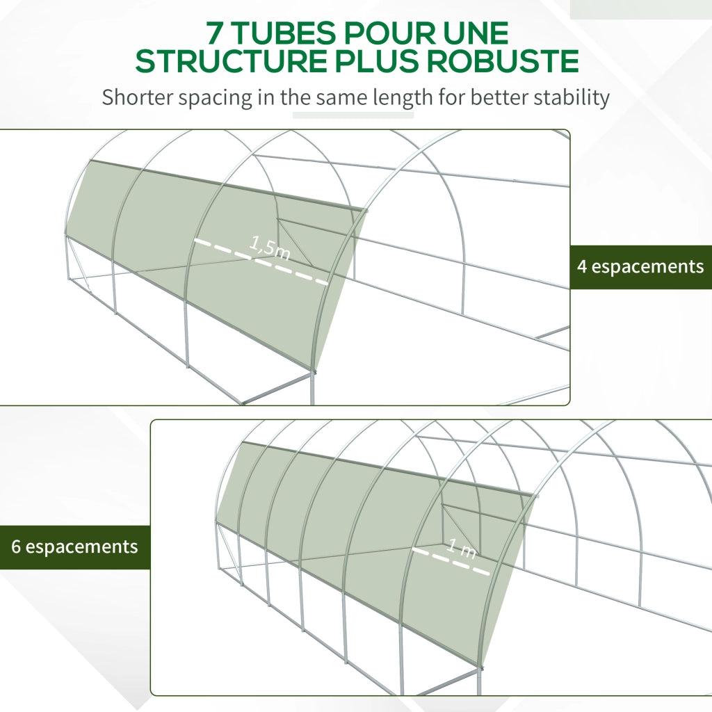Serra da giardino tunnel 18 m2 ¨C zephmum ¨C verde 4x3x2 m con porta e 12 finestre