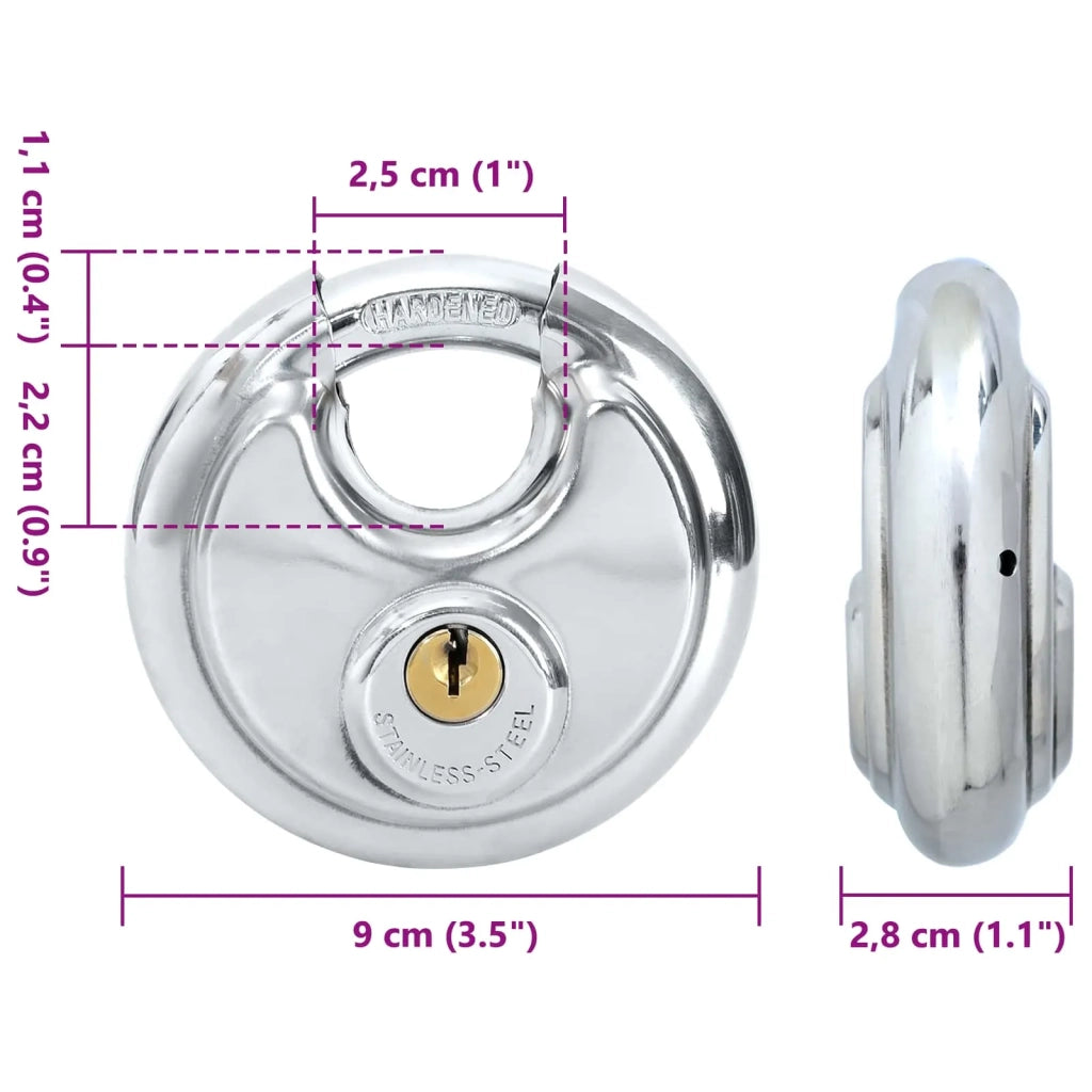 Lucchetti Discus con Chiavi 2 pz Argento 9 x 2,8 x 9 cm CFW5316542
