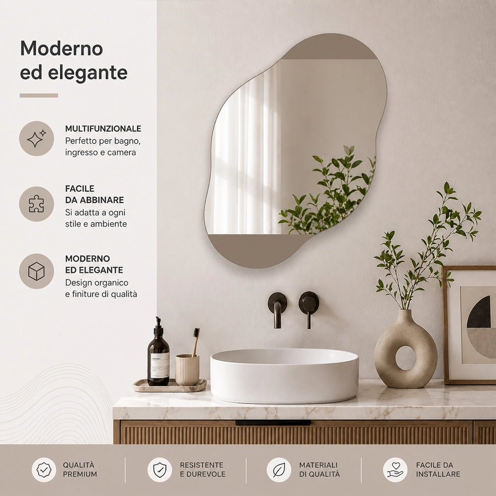 Specchio Nuvola con Mensole Scaffale Salvaspazio 60x13x75cm Moka Chiaro