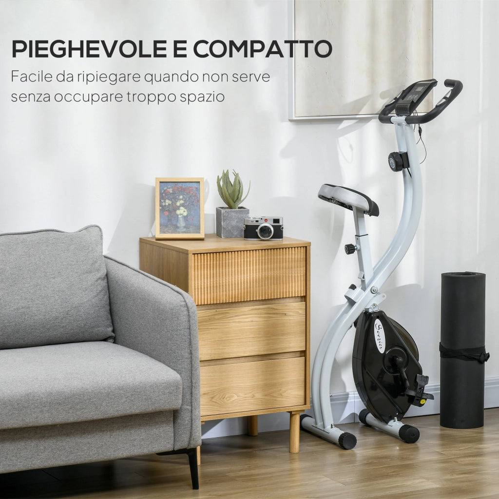 Cyclette Pieghevole Magnetica 8 Livelli ¨C zephmum ¨C Nero Acciaio 97x43x110 cm