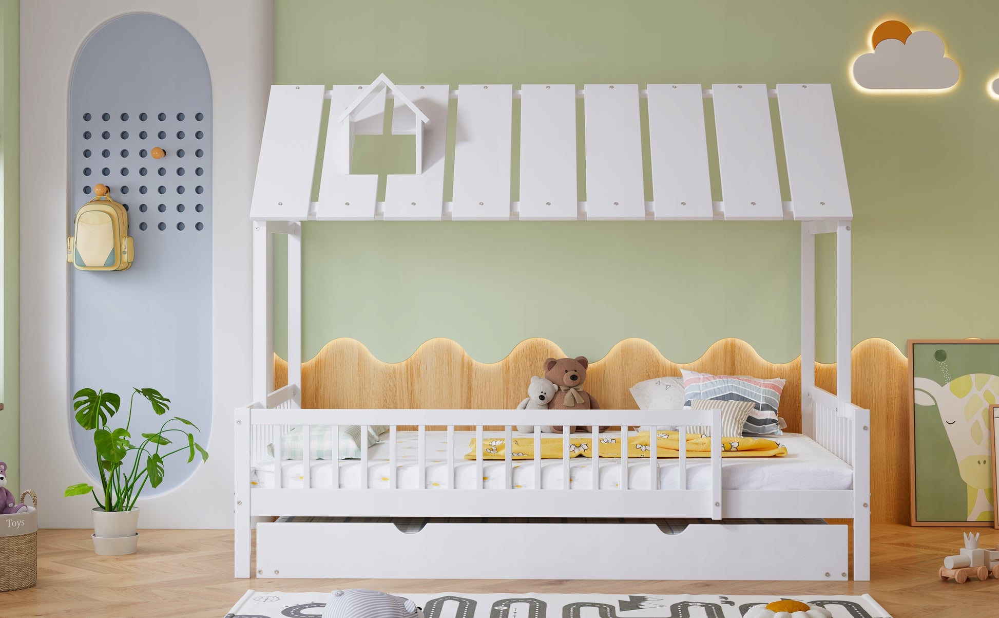 Letto singolo con cassetto e testiera - Xylo - 120x200 - Bianco