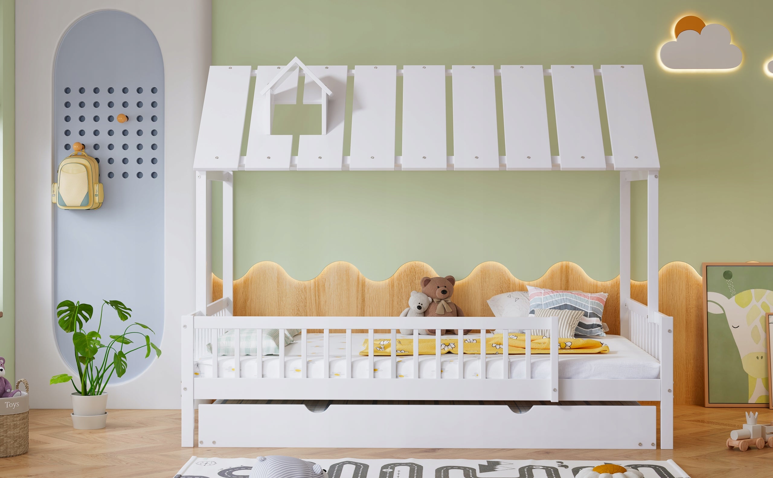 Letto singolo con cassetto e testiera - Xylo - 120x200 - Bianco