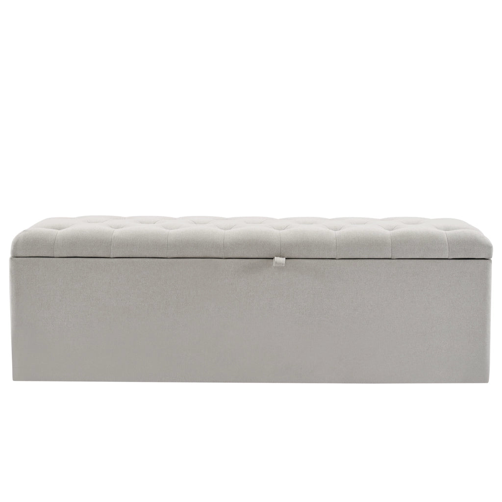 PANCA CONTENITORE 141x41,5x47 cm in lino grigio chiaro