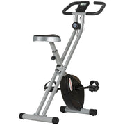Cyclette Pieghevole Magnetica a 8 Livelli con Display LCD con Rotelle Grigio e Nero
