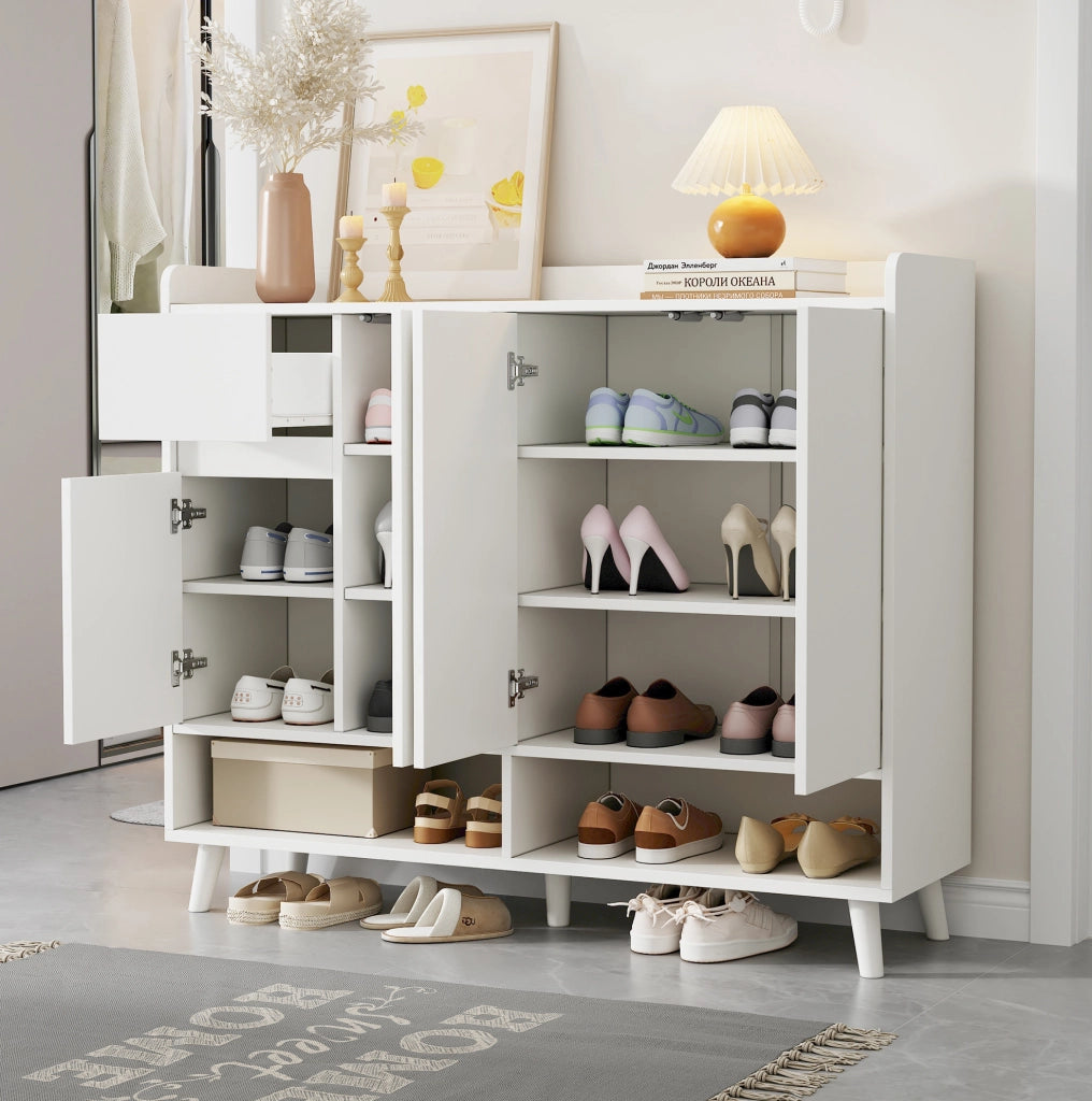 Scarpiera bianca in truciolare 120x35x99 cm