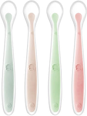 Set di Cucchiai per Bambini 4 pezzi - Silicone - Senza BPA - Ergonomici - Manico Antiscivolo - Adatti al Lavastoviglie - Cucchiai per Bambini