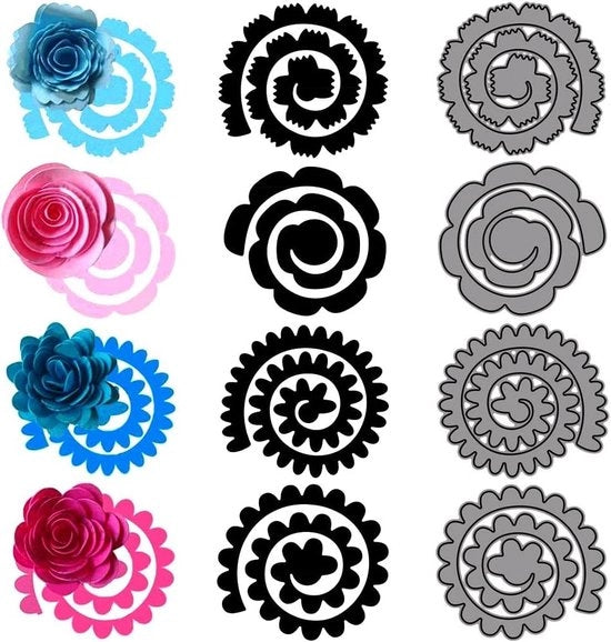 4 Stuks Stencil per Snidere Metallo - Disegni di Fiori in Rilievo per Snidere.