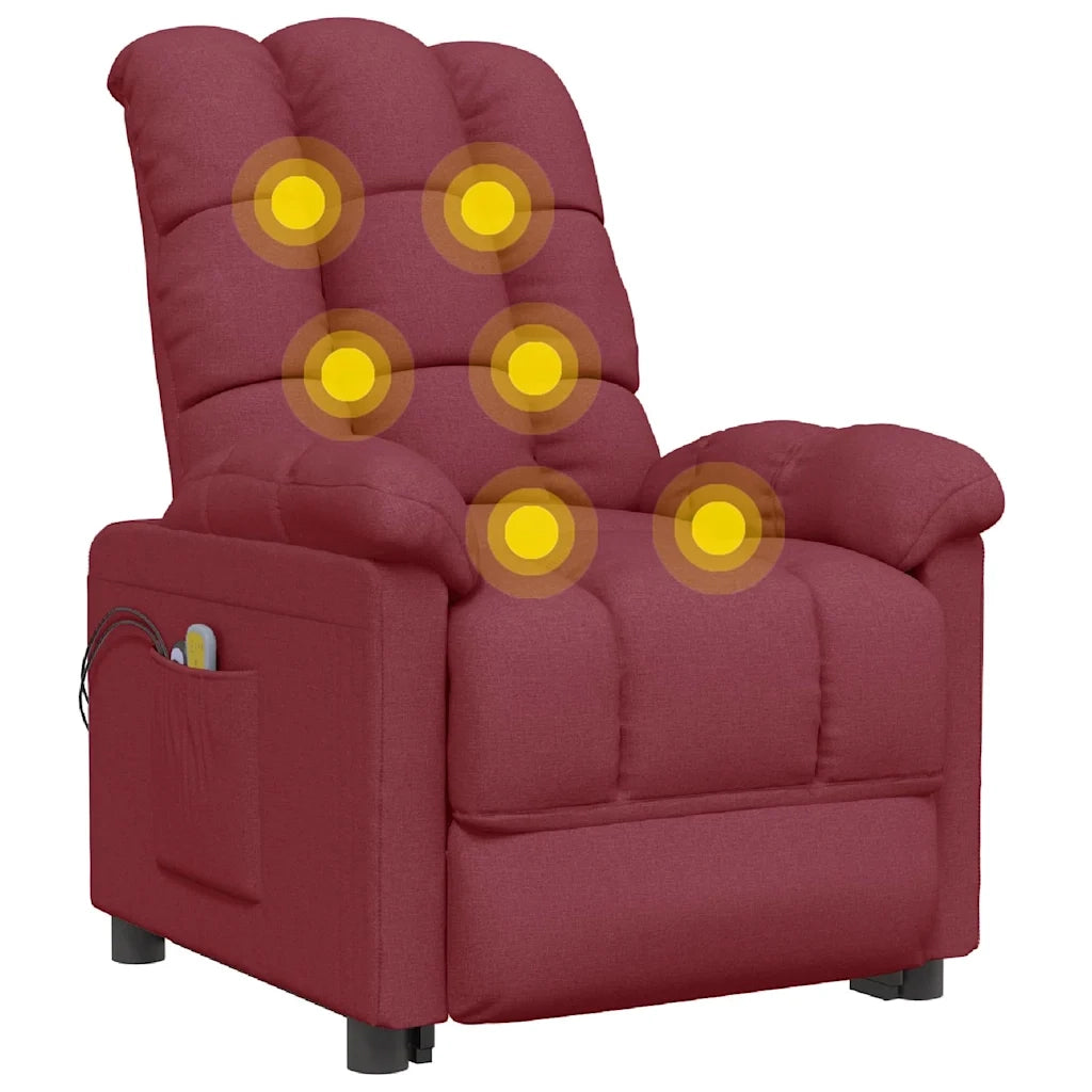 Divano Sedia-Poltrona Massaggiante Elettrica Rosso Vino in Tessuto 832024