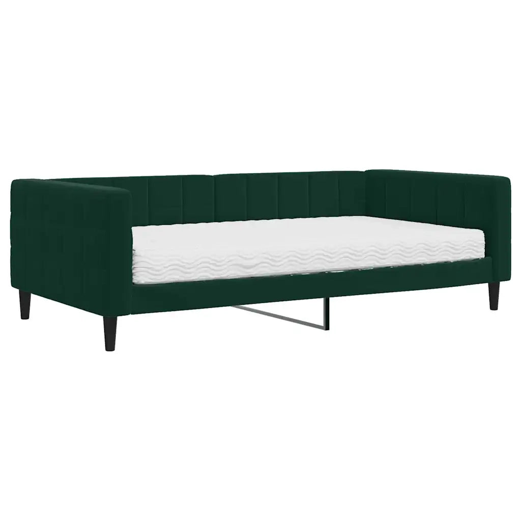 Divano Letto con Materasso Verde Scuro 100x200 cm in Velluto 3196676