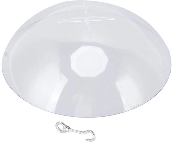 Copertura per alimentatore per uccelli - Resistente ai topi - Sfida al tempo - Acquario trasparente - 27x9cm - Protezione contro pioggia/neve - Incluso gancio - Protezione per alimentatore per uccelli