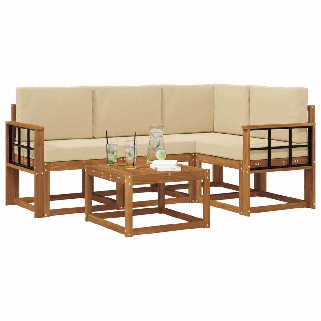 Set di divani da esterno con cuscino 5 pcs Naturale e Beige