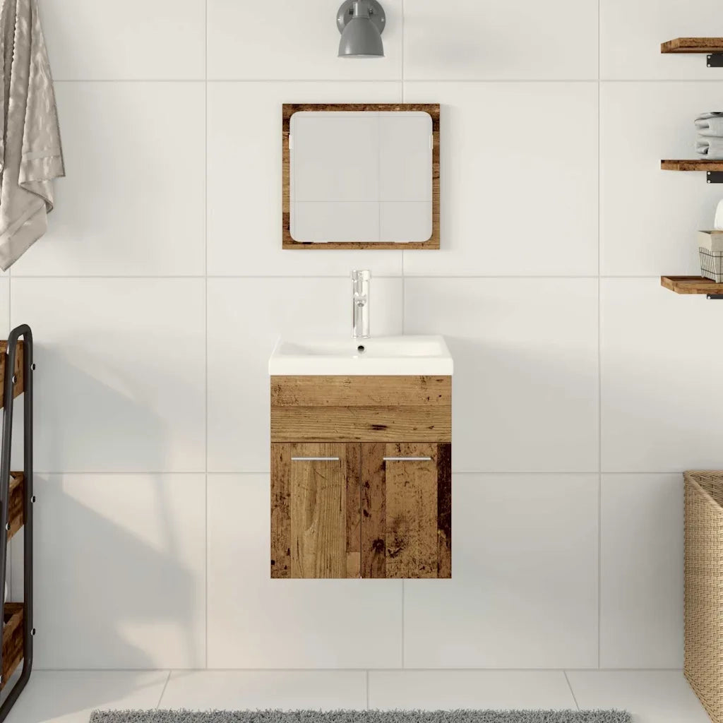 Set di mobili per il bagno con porta 3 pcs Legno vecchio 3332541
