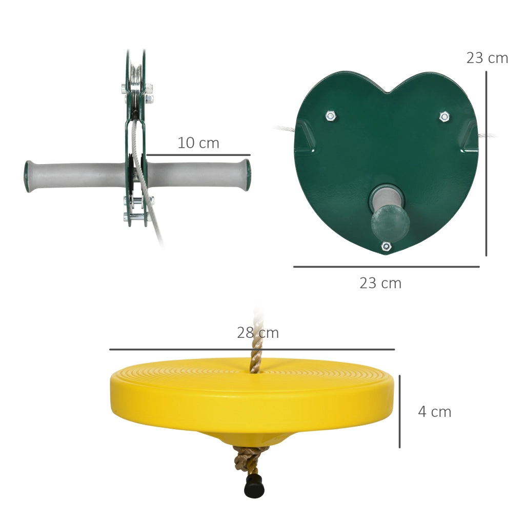 Kit Tirolina per Bambini ¨C Zephmum ¨C Verde, Corda Regolabile, 6-10 Anni