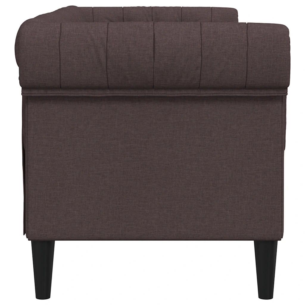 Divano Chesterfield a 2 Posti Marrone Scuro in Tessuto