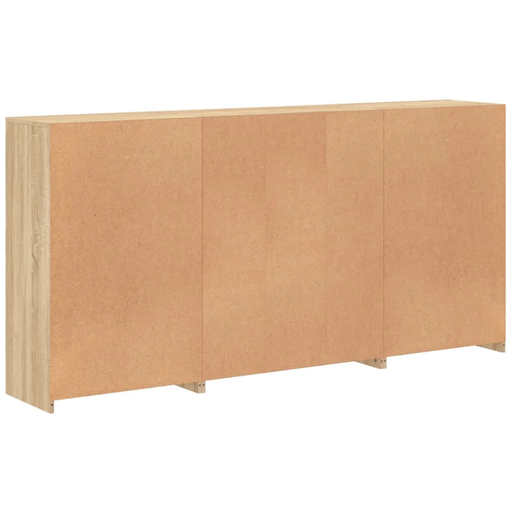 Buffet credenza cassettiera armadio mobile contenitore organizer per cucina soggiorno salotto con luci LED rovere Sonoma 202 x 37 x 100 cm marrone 02_0029952