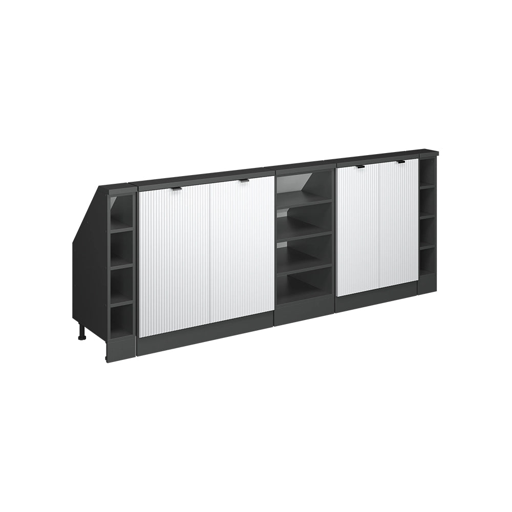 Mobile cucina sottotetto R-Line Ondulazione bianca/Antracite 210 cm Set di 5 Vicco