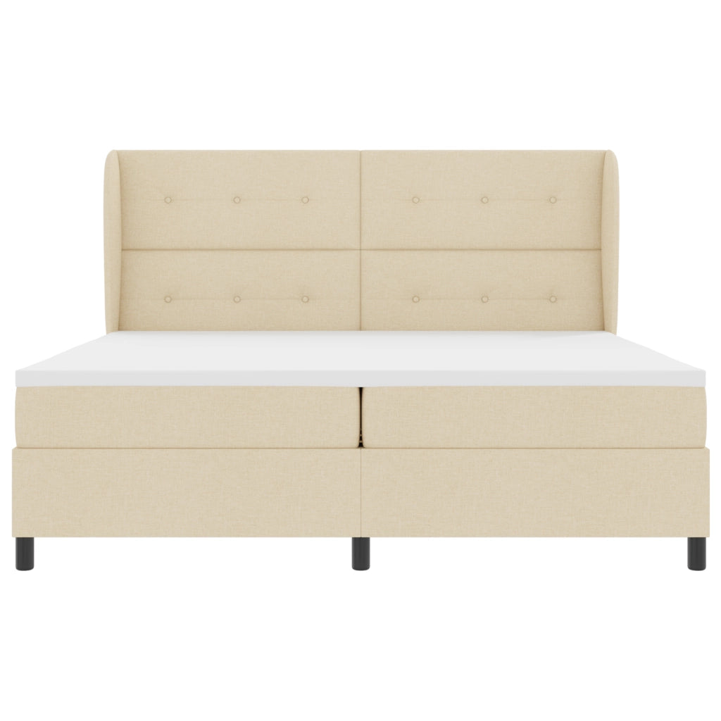 Letto a Box con Materasso - Panna, 200x200 cm Tessuto