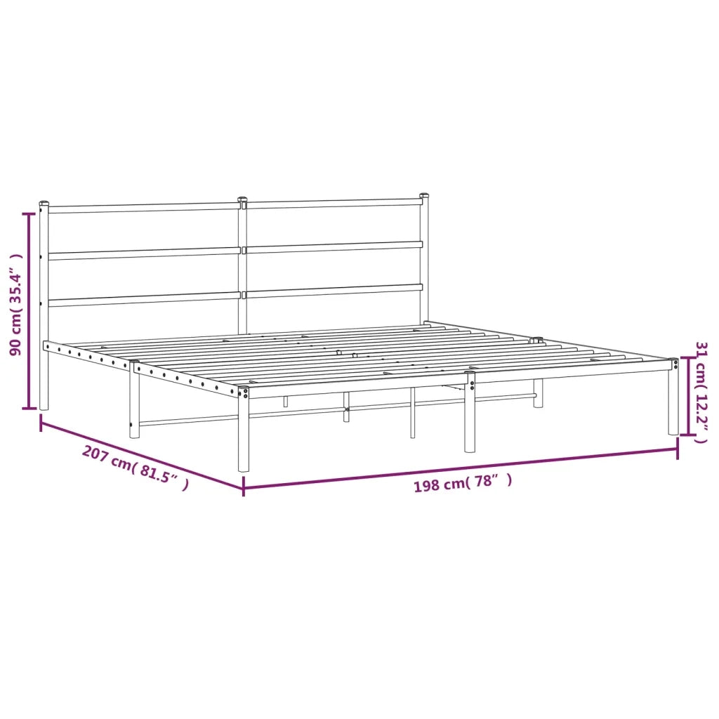Letto matrimoniale | Letto per adulti | Giroletto con Testiera Metallo Bianco 193x203 cm