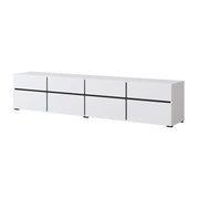 Mobile TV XL colori bianco e nero 225cm collezione HAVANA. Mobile design con 4 porte e 4 cassetti.