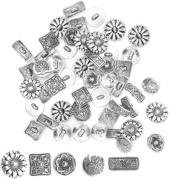 Accessori per cucito - 50 pezzi - Chiave decorativa retro - Slitta decorativa - Accessori per cucito - Zinklegering - Disegno a foro singolo - Accessori per cucito