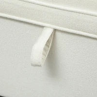 Banco da Archiviazione con 2 Cerniere di Sicurezza Coperchio Ribaltabile per Camera da Letto Soggiorno 120x40x48 cm Crema
