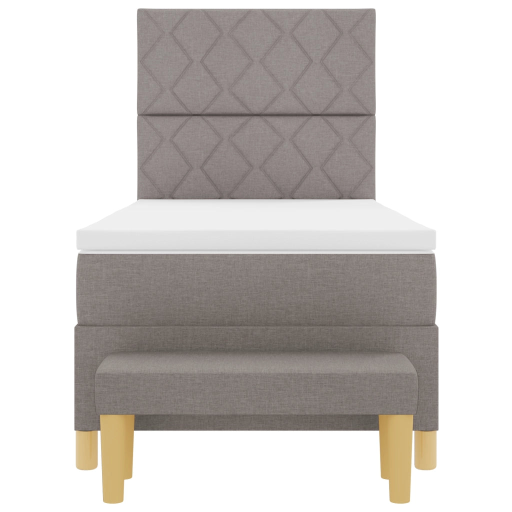Letto con Molle con Materasso e Panchina Tortora 100x200 cm Tessuto