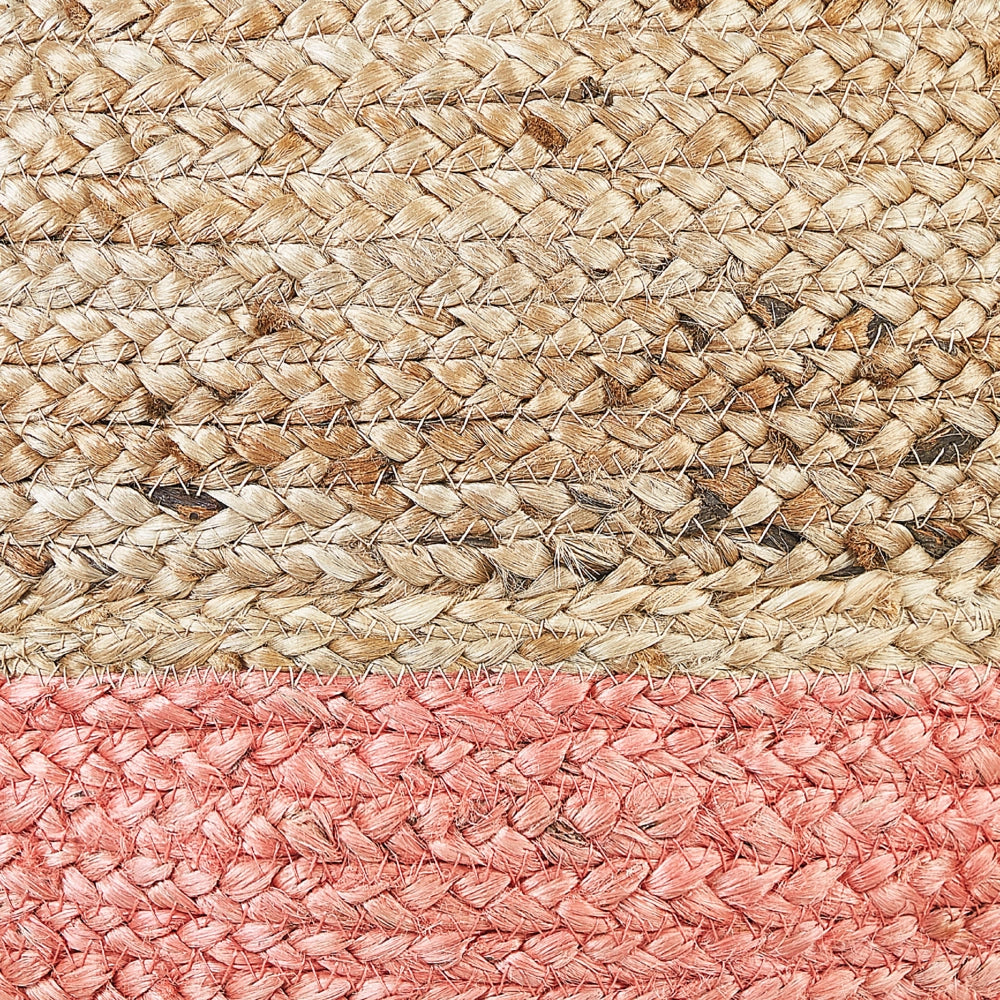 Pouf in iuta naturale rosa beige 50 x 35 cm pouf in EPS che riempie l'accessorio boho