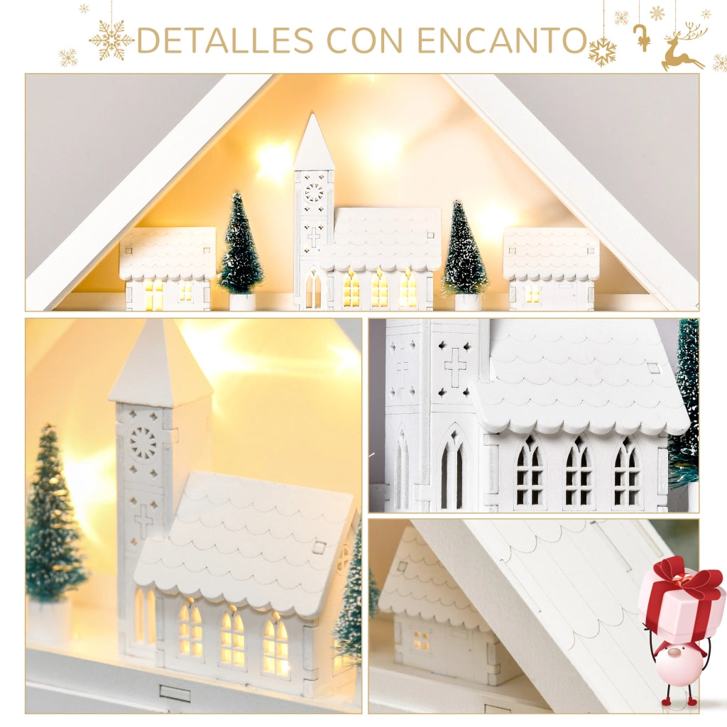 Calendario dell'Avvento in Legno con 24 Cassetti e Luci LED ¨C zephmum ¨C Bianco 39x9x42 cm