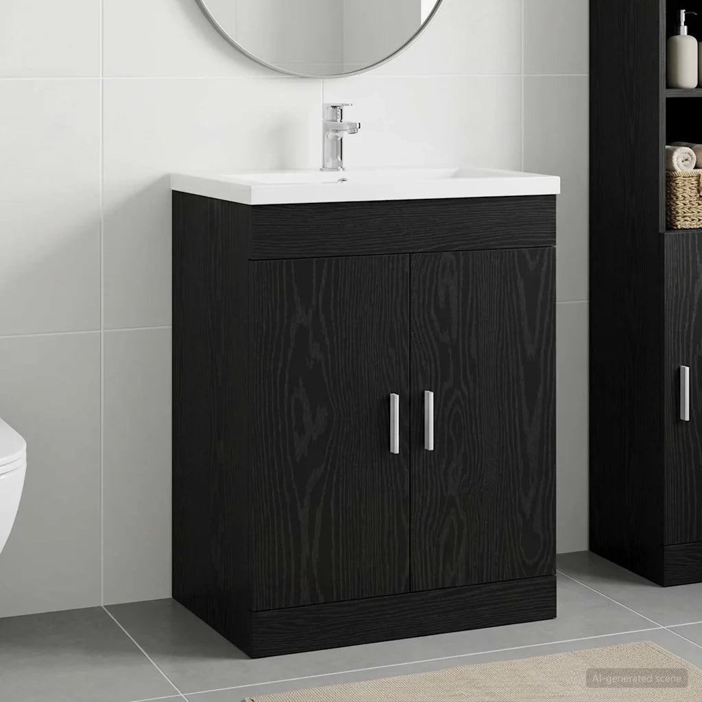 Mobiletto da Bagno Sotto Lavabo Rovere Nero 78,5 x 37,5 x 81 cm 890689