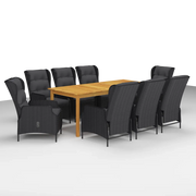 Set da Pranzo da Giardino 9 pz Grigio Scuro 3067935