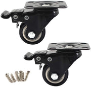 Set di ruote per mobili 1,5 pollici - Ruote con piatto superiore ruotabile 360 gradi - Ruote bloccabili - Capacità di carico 50 kg - Set da 2 - Materiale PU - Ruote a rotolamento