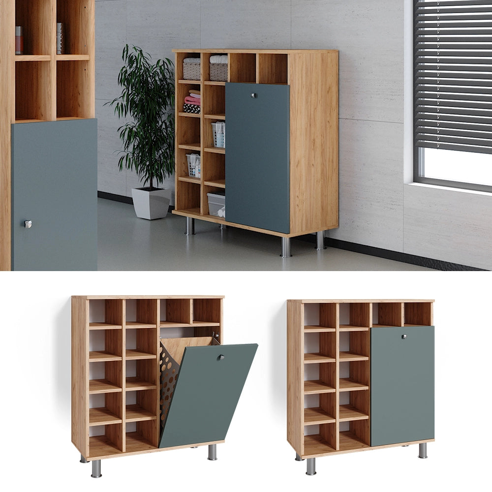 Armadietto da bagno con portabiancheria Fynn Verde 78.4 x 91.6 cm Vicco
