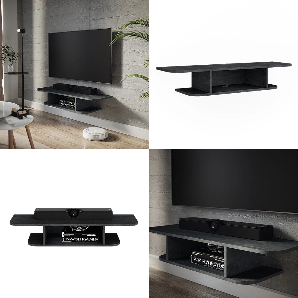 Vicco Mobile tv Calcestruzzo nero 105 x 18.2 cm con scomparti aperti