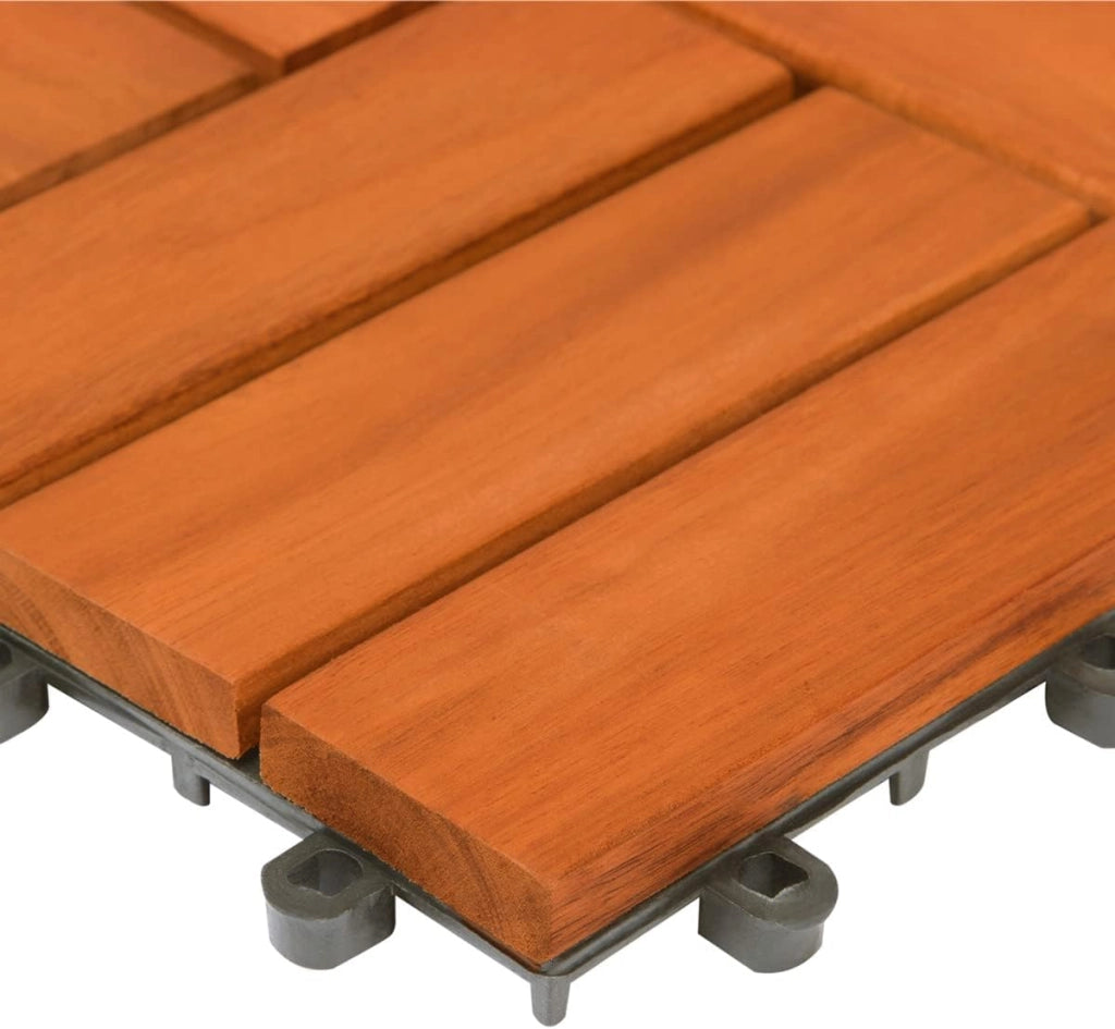 Casaria Piastrelle Legno Acacia 55pz Certificato FSC® Mattonelle 5m² ad Incastro 30x30cm Esterno Mosaico