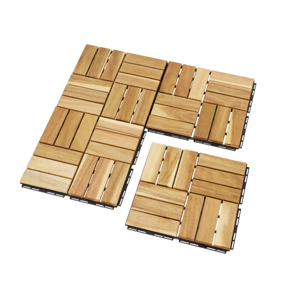 Set di piastrelle per patio in legno, 30x30cm, marrone naturale