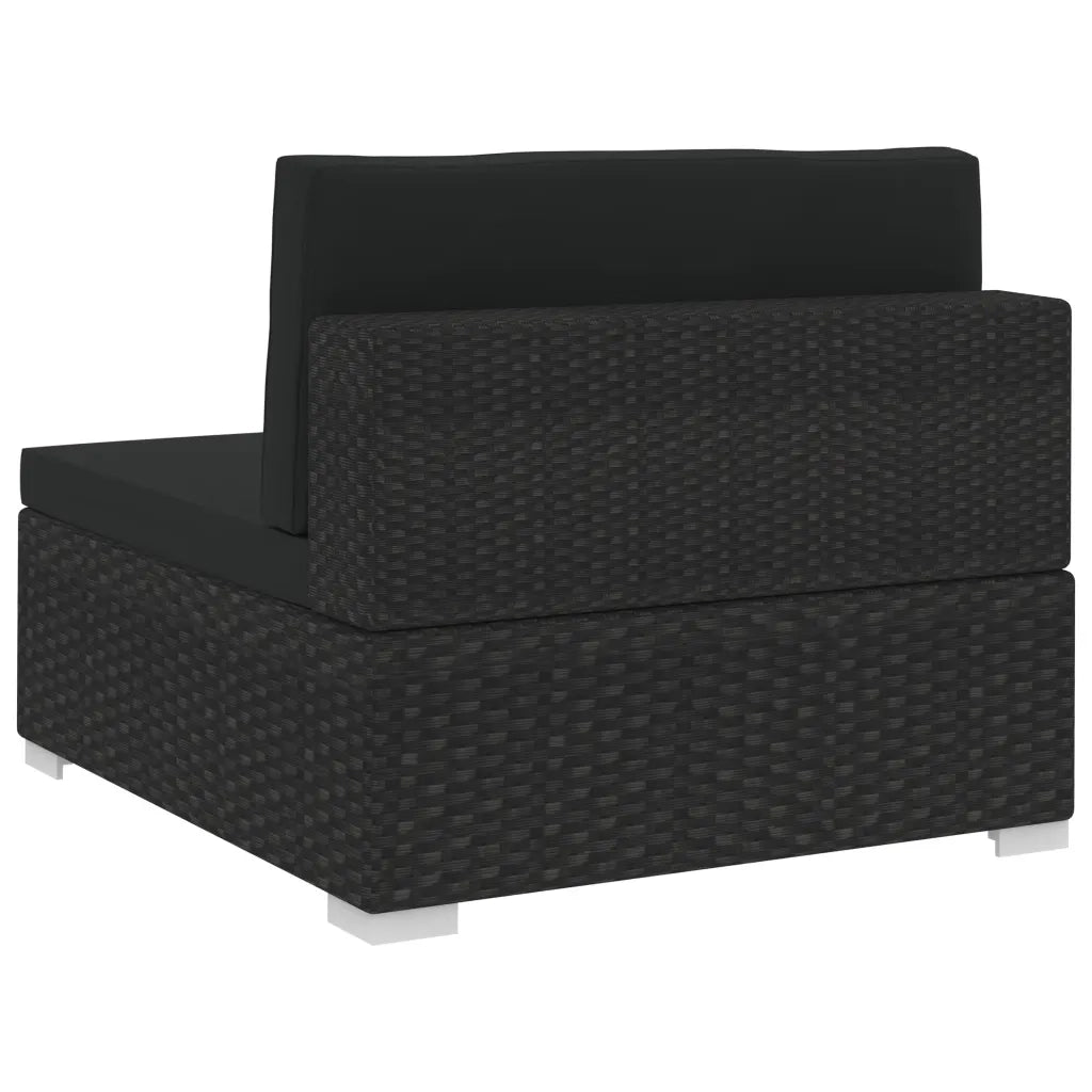 Set Divani da Giardino 3 pz con Cuscini in Polyrattan Nero 47267