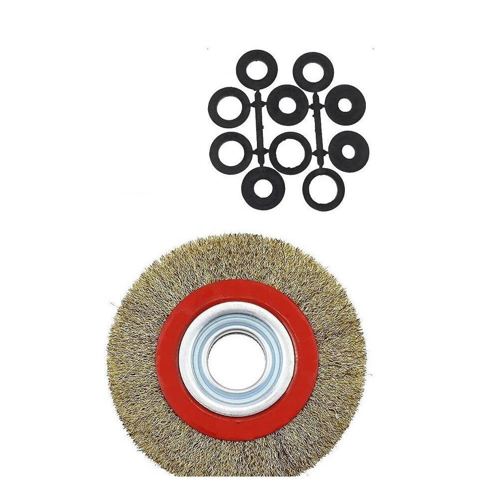Trade Shop - Spazzola Diametro 150 Mm Disco Fili In Acciaio Per Mola Smerigliatrice Da Banco -